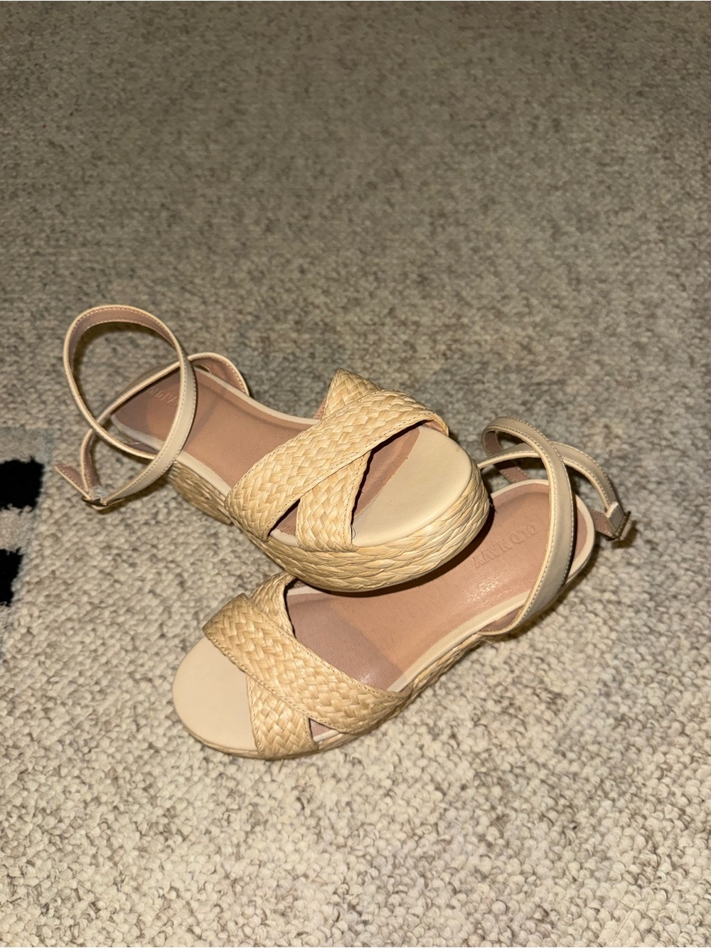 Old Navy Tan Woven Espadrille Sandals with Ankle Strap. Never worn!